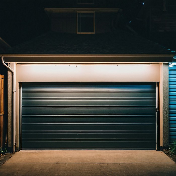 Newly installed residential garage door in Charleston.